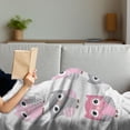 thumbnail image 3 of Pink and Grey Soft Flannel Fleece Throw Blanket, Owl Nocturnal Exotic Mystic Forest Night Animals Illustration, Cozy Plush for Indoor and Outdoor Use, 50" x 60", Blush Grey, by Ambesonne, 3 of 5