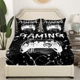 thumbnail image 3 of King Size Gaming Sheet Set Gamer Bed Sheets Video Game Room Decor,Gamepad Controller Gaming Bed Set Teens,White and Black Tie Dye Top Sheet, 3 of 5