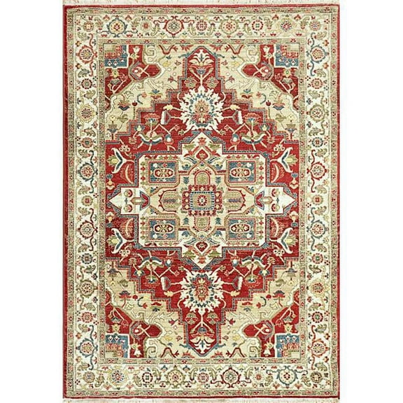 Dynamic Rugs JN7106882130 6 ft. 7 in. x 9 ft. 2 in. Juno 6882 Rectangle Transitional Area Rug - 130 Ivory & Red