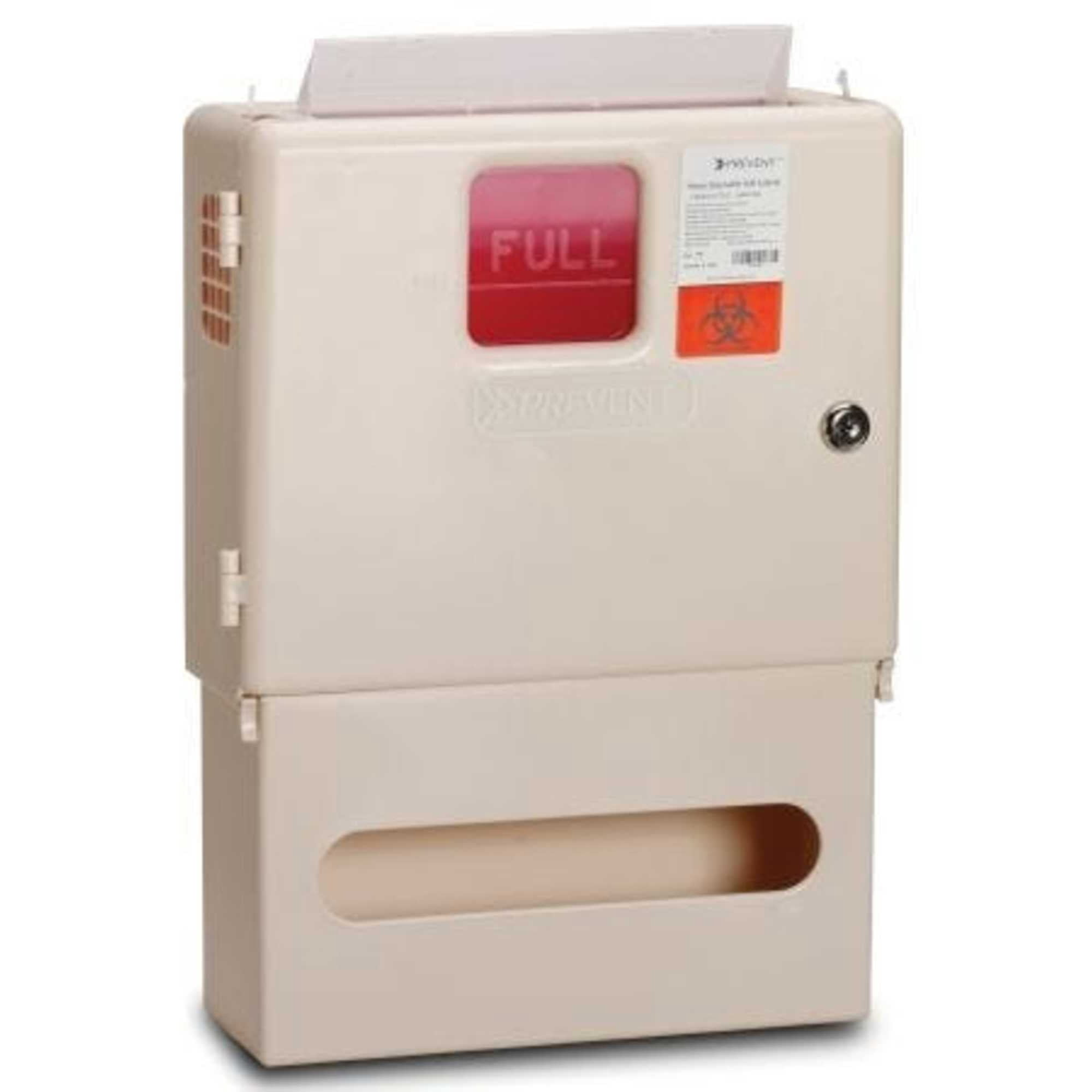 Mckesson Prevent Sharps Wall Cabinet with Glove Box: 1 Count, Neutral, 15" H x 12.25" W x 4.75" D, 1-Box