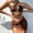Coffee, variant on NMMUED Women's 3 Piece Swimsuit Halter Bikini Set with Skirt Cover Up Criss Cross Lace Up Bathing Suits Ruched Tie Side Summer Vacation Swimwear Blue L