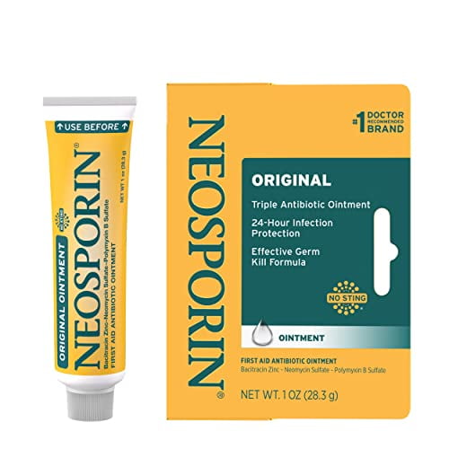 Neosporin Original First Aid Antibiotic Ointment with Bacitracin Zinc for Infection Protection, Wound Care Treatment & Scar Appearance Minimizer for Minor Cuts, Scrapes and Burns, 1 oz