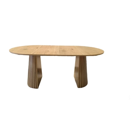 Wooden Dining Table Flexible and Extendable Multi-functional and Space-saving Fashionable Oval Design and Slatted Table Legs Tea Table or Office Desk Beautiful and Practical