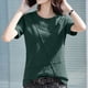 thumbnail image 3 of Gibobby Playera Térmica Ligera Botón de las mujeres Camisas diarias casuales Cuello en V Camiseta de manga corta Camiseta Tops Túnica Blusa delgada（Verde， XXL), 3 of 4