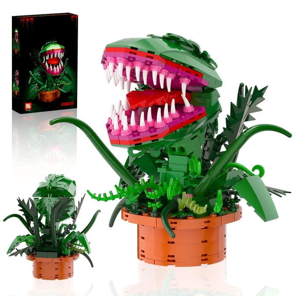 Carnivorous Flower Potted Plant Building Blocks Model, 344 Pieces, Home Decoration, Assembly Toy Gift