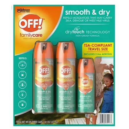 OFF! Family Care Insect Repellent, Smooth & Dry Travel Aerosol Sprays, 6 oz. + 2.5 oz.