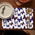 thumbnail image 4 of Butterfly Purple Blue Dot Pattern Summer Placemats Table Placemats Set Of 6-Linen Kitchen Washable Placemats Table Mats 11.8"x17.7" Non-Slip Heat Resistant, 4 of 5