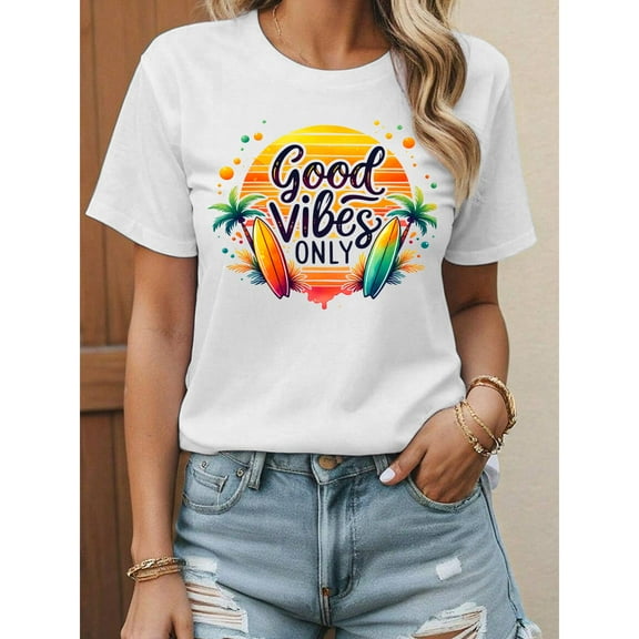 "Good Vibes Only" Inspirational T-Shirt - Uplifting Unisex Graphic Tee | 100% Soft Cotton Relaxed Fit for Yoga, Beach & Everyday Positivity