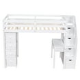 thumbnail image 6 of Harper & Bright Designs Twin Size Loft Bed with Desk and Stairs, Wooden High Loft Bed with Drawers and Shelves, White, 6 of 12
