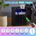 thumbnail image 6 of LED Nightstand with USB Port, Socket and LED Light Strip, Modern Wooden Side Table with 3 Drawers and Open Compartment for Bedroom, Living Room, Black, 6 of 9
