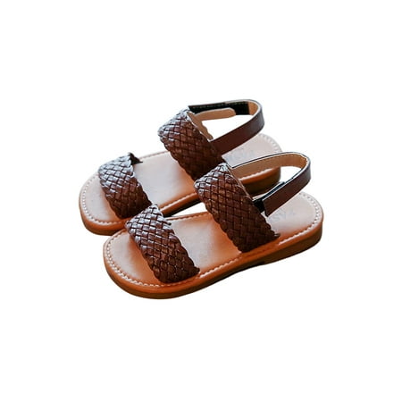 

Fangasis Girls Beach Shoe Open Toe Flat Sandal Princess Sandals Girl s Flats Seaside Fashion Magic Tape Casual Shoes Brown 1Y