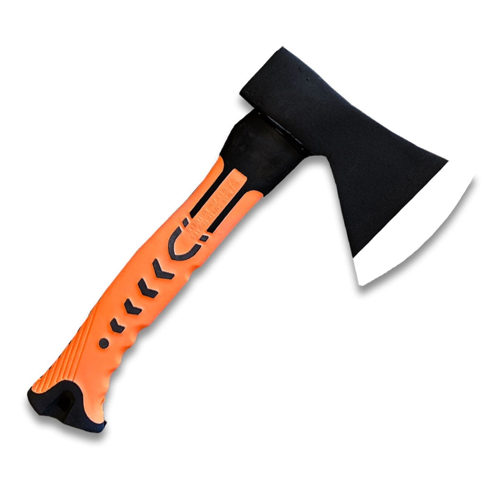 Camping Axe Set of 3, 10 Inch with Carbon Steel Head, Yellow, Orange, and Blue Handle, High Carbon Steel and Rubber Grip