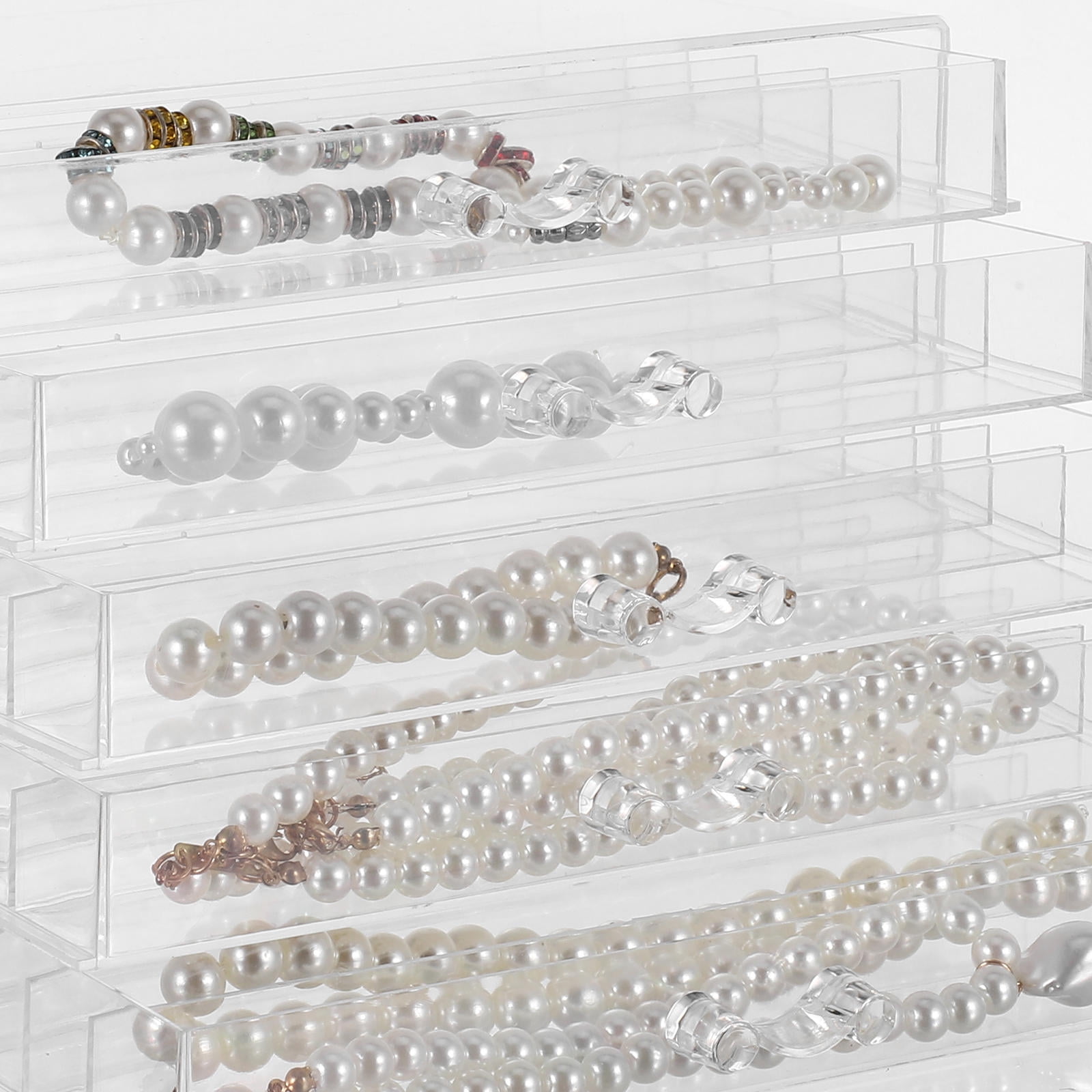 OFFIGAM Clear Plastic Jewelry Organizer for Women with 5 Layer Drawers and Multiple Independent Storage Compartments