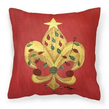 Christmas Fleur de lis Tree with lights Fabric Decorative Pillow