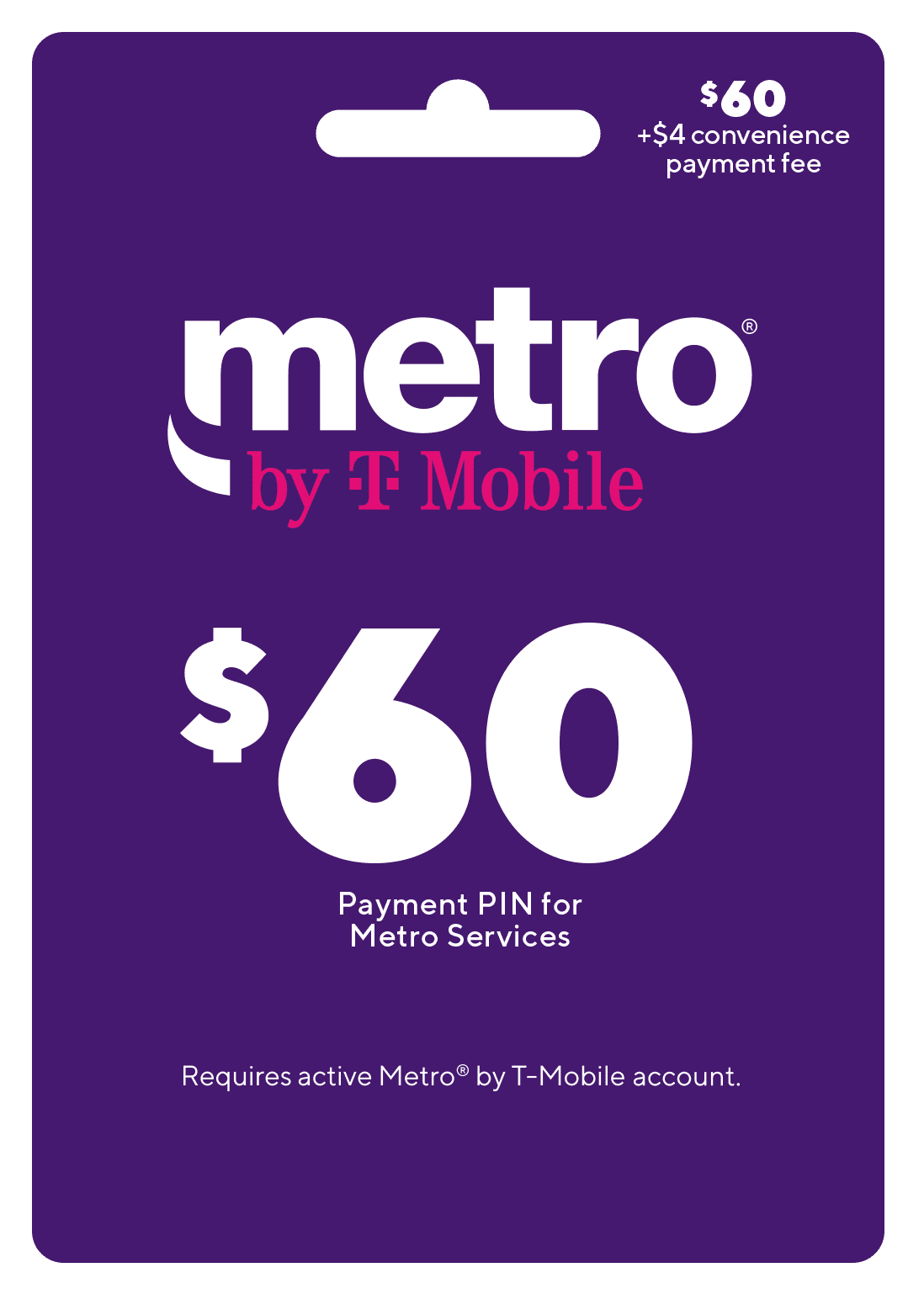 Metro by T-Mobile $60 Payment PIN w/ $4 Convenience Fee (Email Delivery) -  