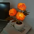thumbnail image 6 of Sunjoy Tech Tulip LED Lamp Realistic Looking Glare Free Fine Texture Energy-saving High Brightness Decorative Faux Leather LED Lamp Flowerpot Potted Plant Atmosphere Night Lamp for Office, 6 of 7