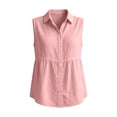 thumbnail image 7 of VBVC Women's V-Neck Sleeveless Peplum Blouse, Ladies' Collared Button Down Tank Top, Casual Breathable Summer Solid Shirt For Women,Pink,S-2XL, 7 of 7
