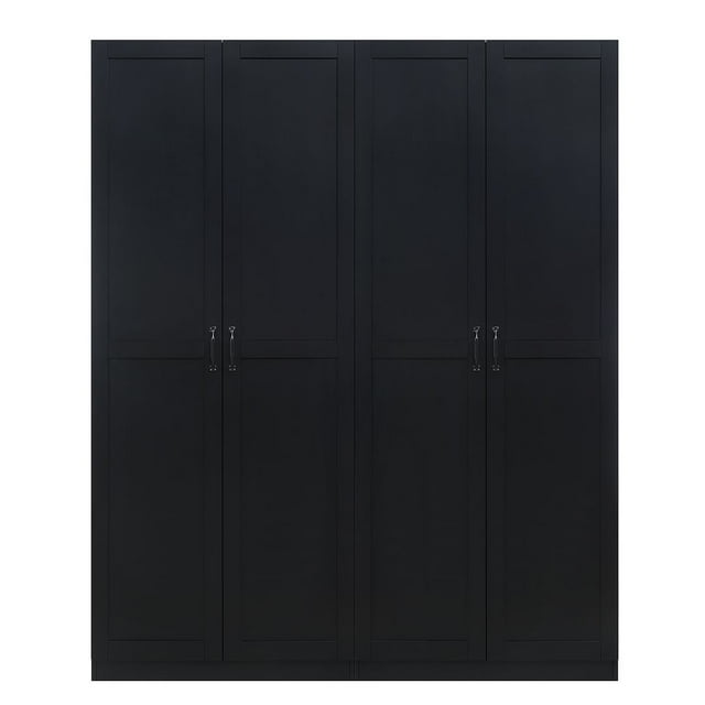 Manhattan Comfort Hopkins Armoire de Rangement Moderne Autoportante avec 7 Étagères en Noir (Ensemble de 2)