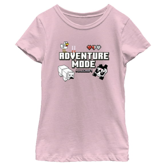 T-Shirt Minecraft Adventure Mode pour Fille - Light Pink - X Large