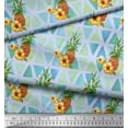 thumbnail image 3 of Soimoi Blue Cotton Cambric Fabric Triangle & Pine Fruits Printed Fabric 1 Yard 42 Inch Wide, 3 of 3