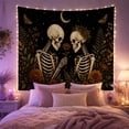 thumbnail image 2 of Two Human Skeletons With Face Each Other Profile, Spooky Gothic for Gothic Decor Fans, Dark Art Decor, Halloween Gift, Tapestry Wall Hanging for Bedroom and Dorm, 2 of 7