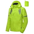 thumbnail image 2 of Little Donkey Andy Men's Waterproof Golf Rain Jacket Reflective Cycling Running Windbreaker-Removable Hood, Packable Yellow S, 2 of 7