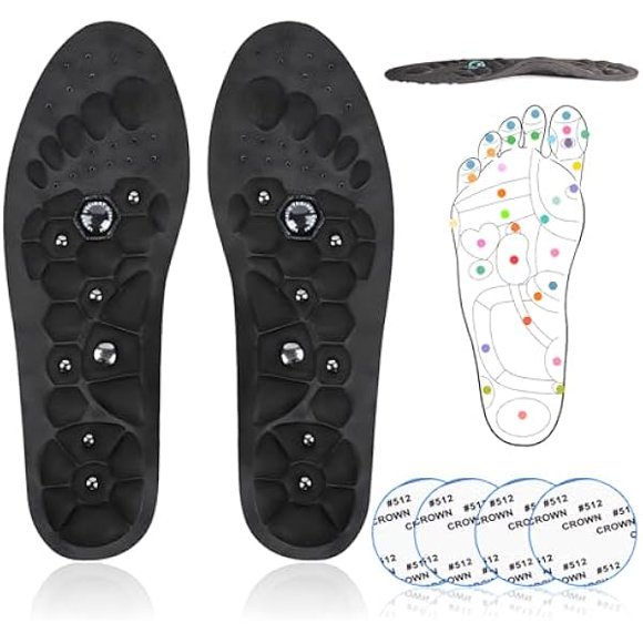 AoVoTo Magnetic Acupressure Insoles for Painful Feet Relief (Black, M(39-42))