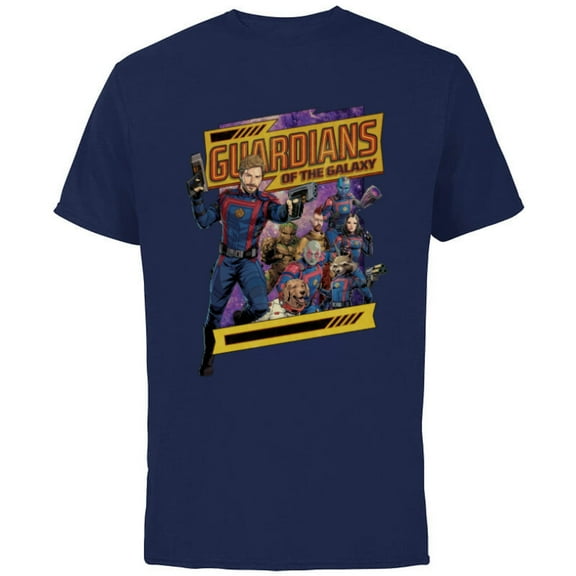 Marvel Guardians of the Galaxy Volume 3 Comic Style and Logo - Short Sleeve Cotton T-Shirt for Adults - Customized-Navy