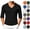 Black, variant on Men V Neck Mesh Long Sleeve T-Shirt, Breathable Waffle Knit Pullover Top, Slim Fit Solid Color Casual Base Layer Shirt For Daily Wear Army Green