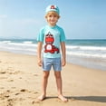thumbnail image 2 of LRen Swimsuit for Boys Rash Guard Swim Set with Swim Trunks Bathing Suit Short Sleeve Swim Shirt Quick Dry Swimsuit Kids Swimwear, 2 of 6
