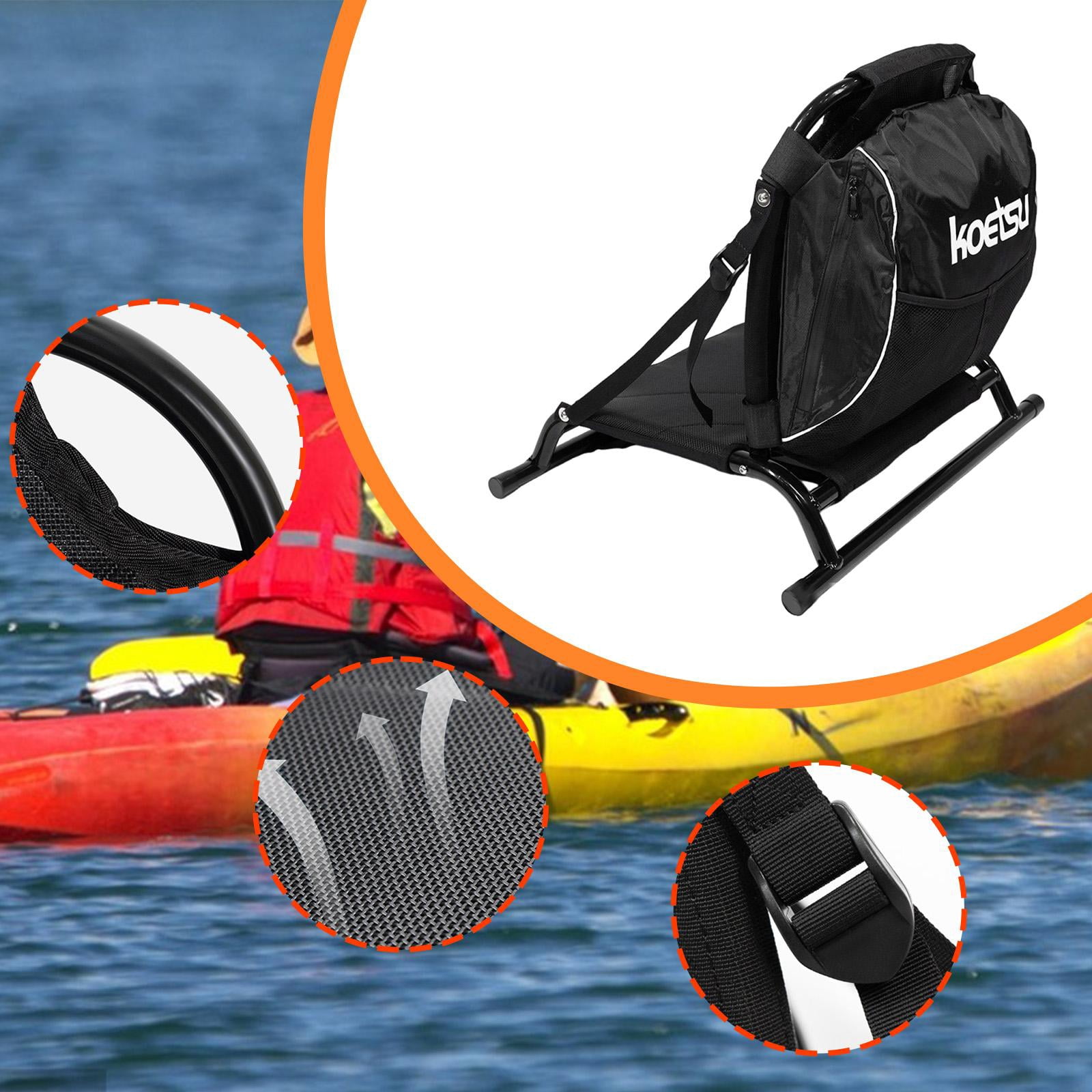 harayaa Folding Kayak Seat Canoe Backrest Seat Breathable with Back for Travel Bleachers