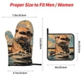 thumbnail image 2 of Pofeuu Playful Otter Tropical Beach Print Oven Mitts and Pot Holders 4 pcs Set,High Heat Resistant 500 Degree Extra Thicken Long Kitchen Cotton Oven Glove for Cooking, 2 of 6
