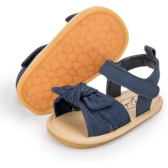 Infant Baby Girl Boy Sandals Comfort Premium Summer Outdoor Casual Beach Shoes with Flower Bowknot Anti Slip Rubber Sole Newborn Toddler Prewalker First Walking Shoes