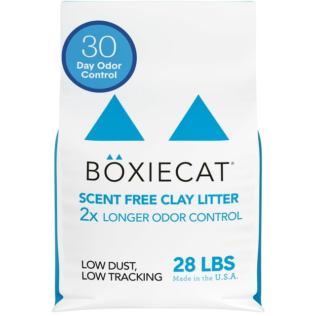 Arena para gatos Boxie® sin perfume para 30 días, control natural de olores, 12,7 kg