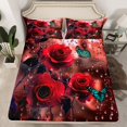 thumbnail image 2 of Homewish Dreamy Red Rose Bed Sheets,Romantic Floral Flower King Sheets,Cyan Butterfly Sheet Set For Girls Kids,Breathable Home Decor,4-Piece, 2 of 7
