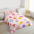 thumbnail image 3 of Feelyou Pink Cherry Blossoms Bedding Comforter Set, Kawaii Cartoon Flower Twin Comforter Sets, Teens Kids Girls Women Reversible Bedding Set, Lightweight Room Decor, 2pcs, 3 of 8