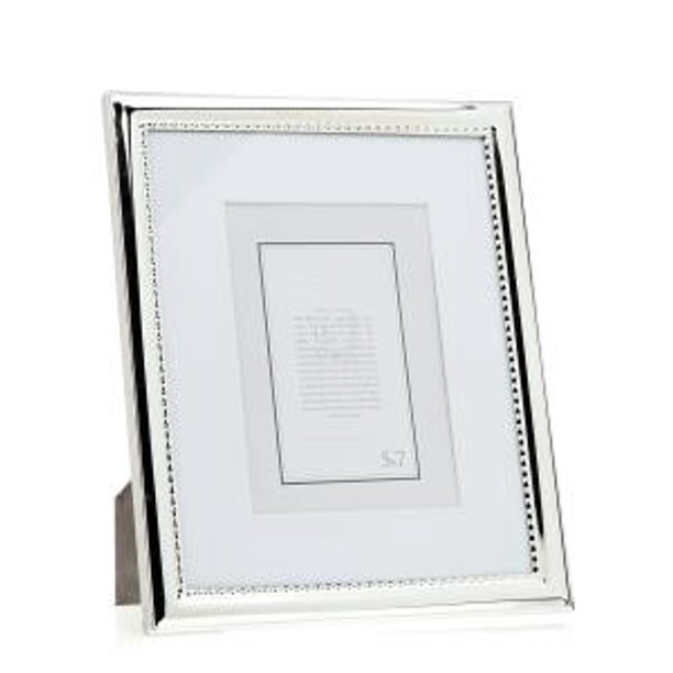 8x10/5x7 Polished SilverPlated Beaded Picture Photo Frame Standing