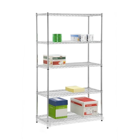 Honey-Can-Do 5-Tier Heavy-Duty Adjustable Shelving Unit with 800-lb Shelf Capacity, Chrome,Shelves & Shelf Units Chrome,Steel