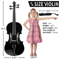 thumbnail image 5 of Tcbosik 4/4 Acoustic Violin Set, Acoustic Violin Beginner Set with Hard Case, Bow and Rosin, Fiddle Kit with Sordine, Extra Strings and Shoulder Rest, Black, 5 of 11