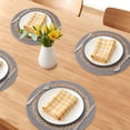 thumbnail image 2 of Set of 6 Farmhouse Woven Placemats for Dining Table Decor - Indoor, Washable, Wipeable Kitchen Table Mats Light Gray 11.8x11.8inch, 2 of 5