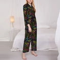 thumbnail image 3 of Goofa Color Summer Printed Women’s 2 Piece Pajama Set Super,Pajamas Women's Long Sleeve Sleepwear Soft Button Down Loungewear Pjs Lounge Set Nightwear-XX-Large, 3 of 9