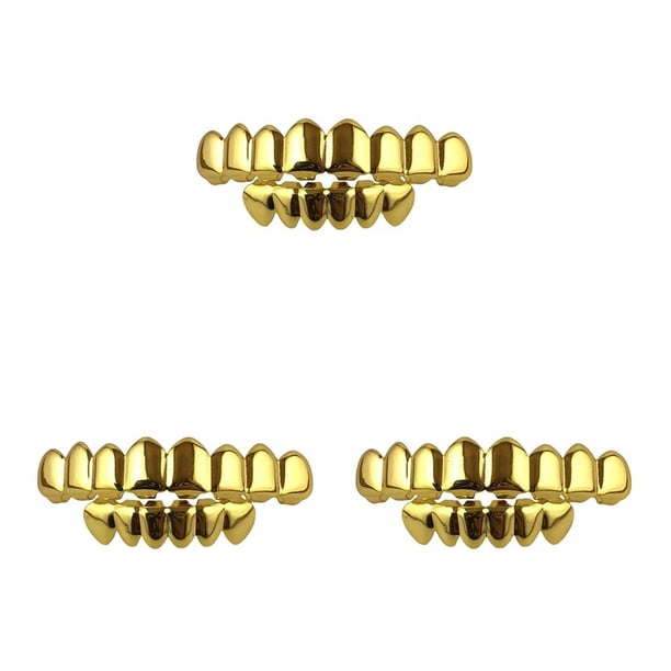 Conjunto de regalo Wosthever Accesorios hip hop diente dorado grande Mascarada terror falso Halloween Oro Plata CBP034762