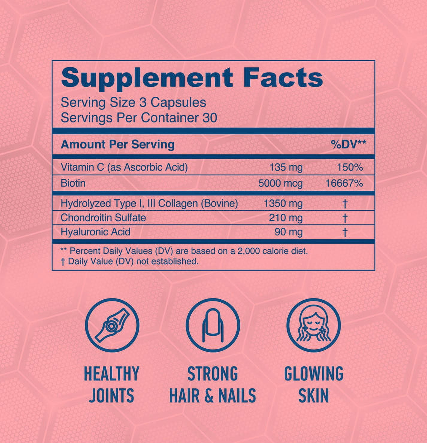 HARDLABZ BARBARIAN – Collagen Peptides - Bovine 1 & 3 Types - for Healthy Hair, Skin, Nails, Joints and Bones Support, Upgraded with Hyaluronic Acid, Biotin, Chondroitin and Vitamin C, 90 Capsules