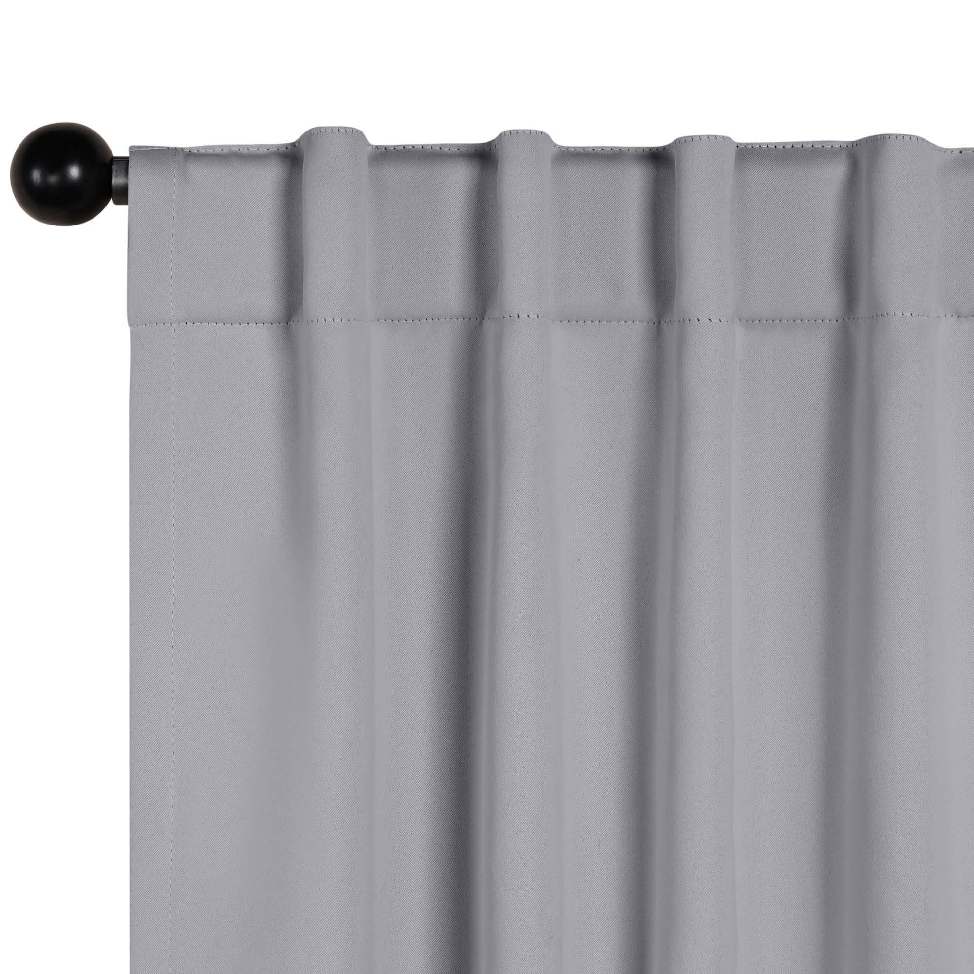 Superior Blackout Solid Light Filtering Back Tab Curtain Panel Set, 52" x 63", Silver