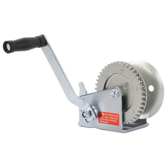 KOJEM 1400 LBS Pulling Ratchet Winch Fit for Universal Boat Parts Hand Winch Silvery Steel Galvanized