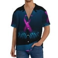 thumbnail image 3 of JUNZAN Mens Casual Button Down Shirts Short Sleeve Two Human Hands are Holds Pink Ribbon Awareness Print Shirt-Large, 3 of 7