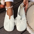 thumbnail image 6 of Bow Mary Jane Sneakers for Women, Women's Slip On Flats With Elegant Bowknot, Comfortable Lightweight Casual Shoes, Faux Cover Upper & Pu Sole, Breathable Design for Indoor Outdoor Walking, White 8.5, 6 of 7