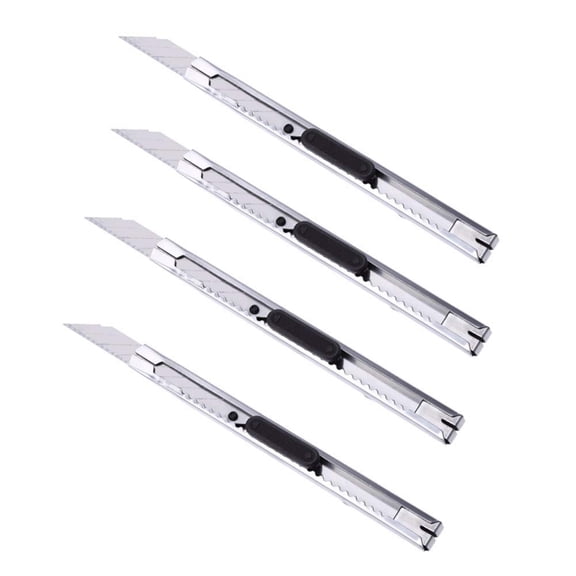 4pcs Professional Stainless Steel Lockable Cutter Knife / 9mm Snap Off Blades / 30 Degree Foil Knife/Utility Knife/Graphic Knife