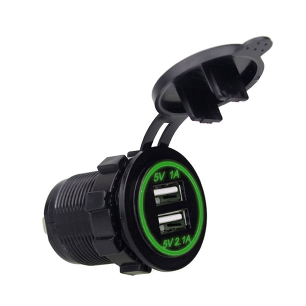 Cargador de coche universal Vehículo USB DC12V-24V Cargador USB dual impermeable 2 puertos Toma de corriente 5V 2.1A / 1A Vogacara DZ4573-03B
