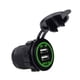 thumbnail image 1 of Cargador de coche universal Vehículo USB DC12V-24V Cargador USB dual impermeable 2 puertos Toma de corriente 5V 2.1A / 1A Vogacara DZ4573-03B, 1 of 2